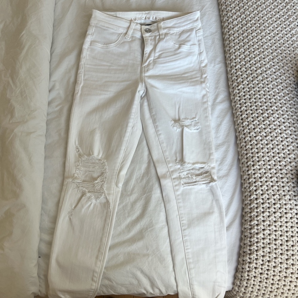 White jean leggings
